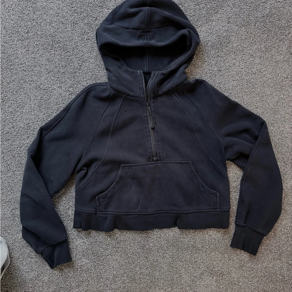 lululemon athletica Black Cropped Hoodie Sweatshirt